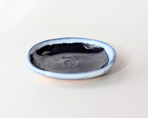 瑠璃釉小判皿 豆皿【手仕事 民藝 和 陶器】 小皿 酒津焼 kazu pottery