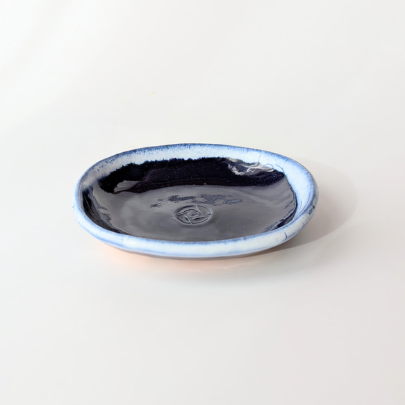 瑠璃釉小判皿 豆皿【手仕事 民藝 和 陶器】 小皿 酒津焼 kazu pottery 