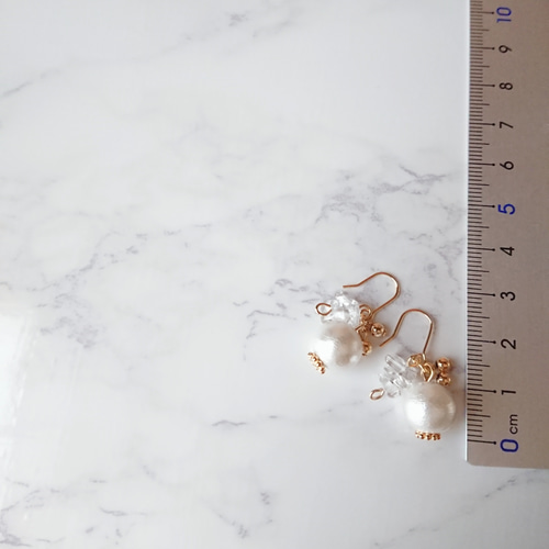 コットンパール ＊ 水晶 さざれ 華やか ピアス / イヤリング 大人