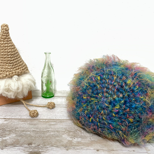 カラフルファンシーヤーンのフワフワミニバッグ トートバッグ aya-kan