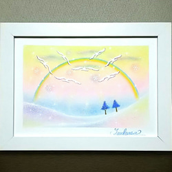 新春パステルアート レインボー・フジと希望の春 パステル画原画
