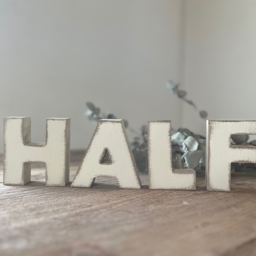 撮影雑貨 撮影用雑貨 アルファベット ブロック オブジェ HALF 白