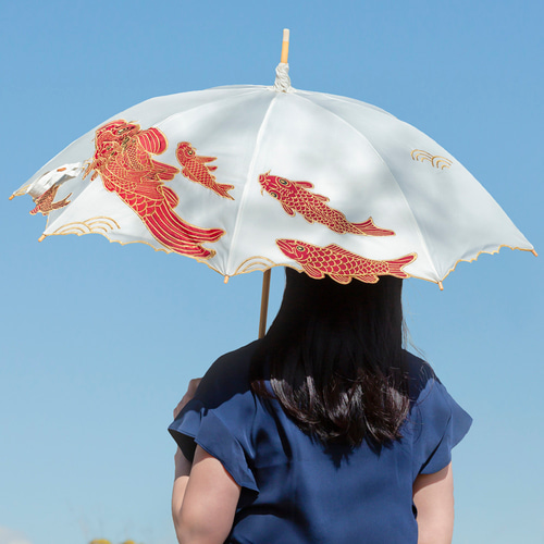 完全遮光 キーヤン 日傘 【逃熱日傘】「木村英輝」コラボ 涼感かわず