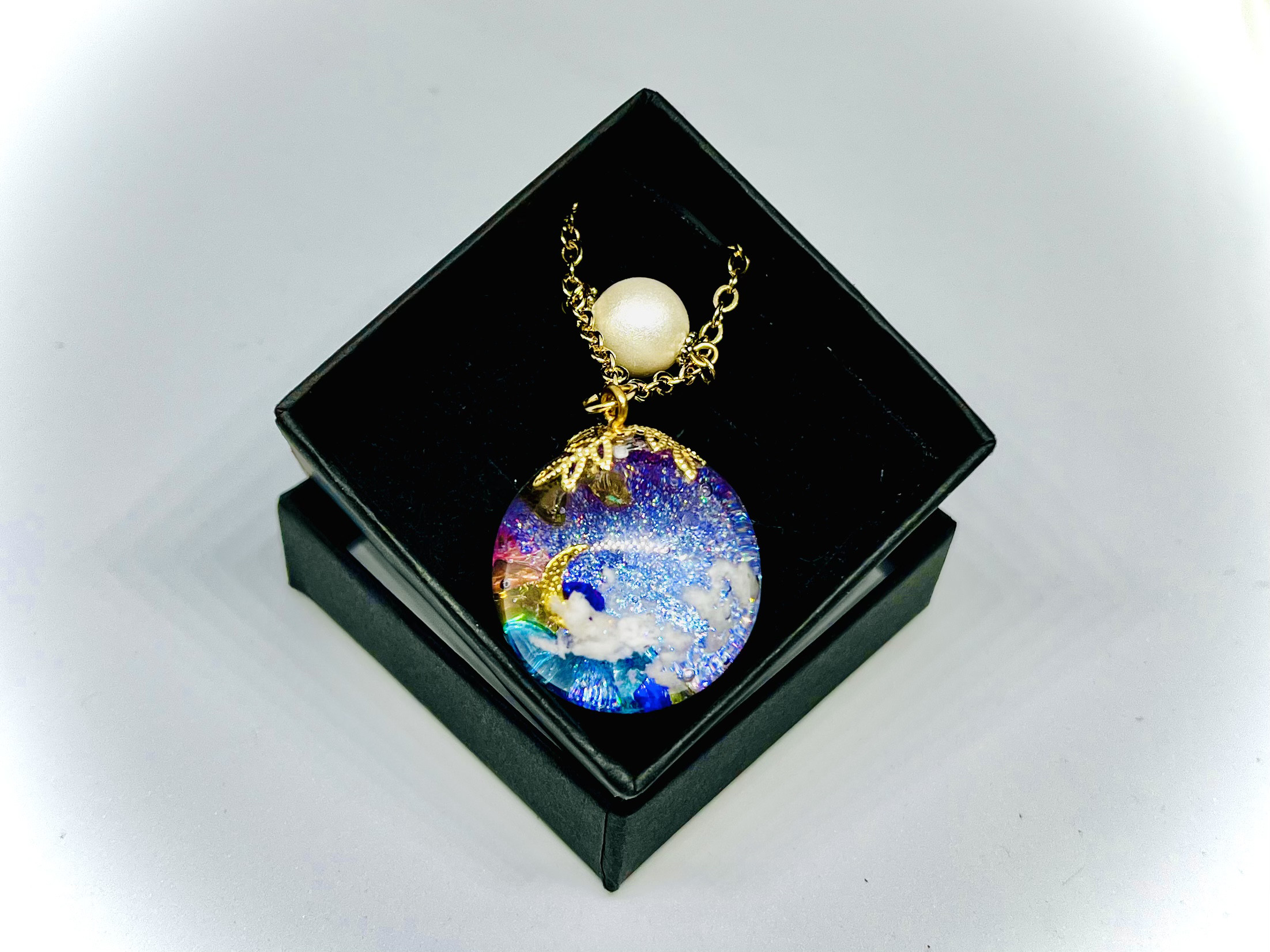 A31》宇宙玉 球体 レジン 銀河 雲 ネックレス ネックレス