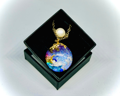 A31》宇宙玉 球体 レジン 銀河 雲 ネックレス ネックレス