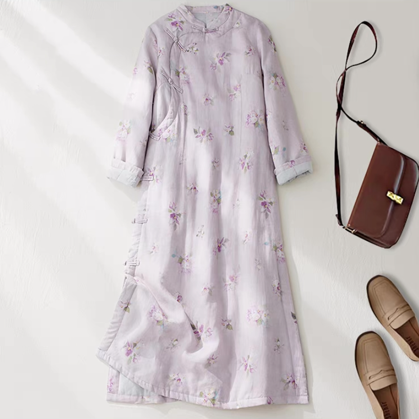 ワンピース、綿麻、冬