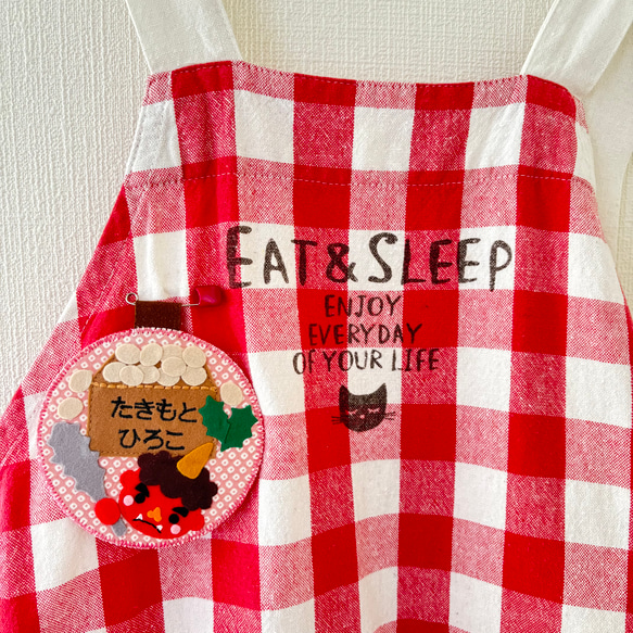 フェルトの名札★豆まき２月赤鬼さん★児童館や保育実習に★彡幼稚園バッジ　ワッペン名入れします　保育士　保育士名札 2枚目の画像