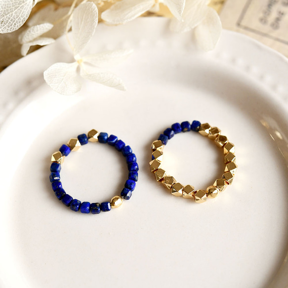 3タイプ ラピスラズリorメノウの指輪　ピンキーリング  12月or1月誕生石　1本or福袋　リング 3枚目の画像