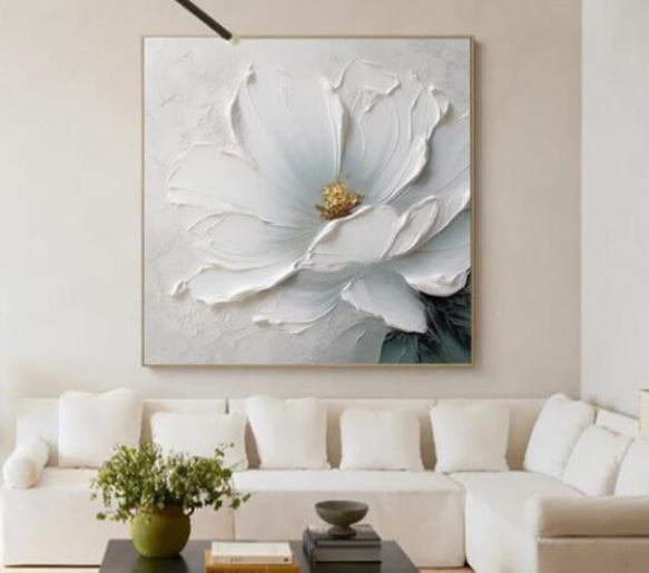キャンバスアート テクスチャーアート 花 油絵 抽象画 手描き ハンド