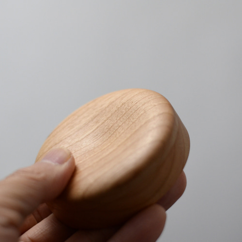 名入れ可/天然木の両面コンパクトミラーΦ68/手鏡/ブラックチェリー