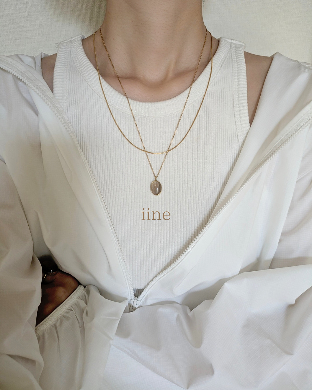 【2点セット】シックで上品な*スモーキークォーツネックレス＆スネークチェーンネックレスセット