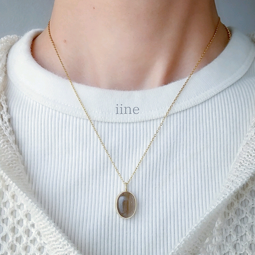 【2点セット】シックで上品な*スモーキークォーツネックレス＆スネークチェーンネックレスセット