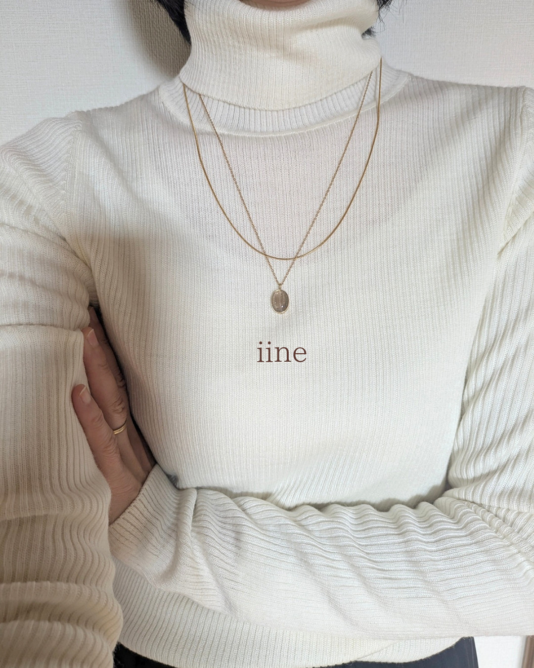 【2点セット】シックで上品な*スモーキークォーツネックレス＆スネークチェーンネックレスセット