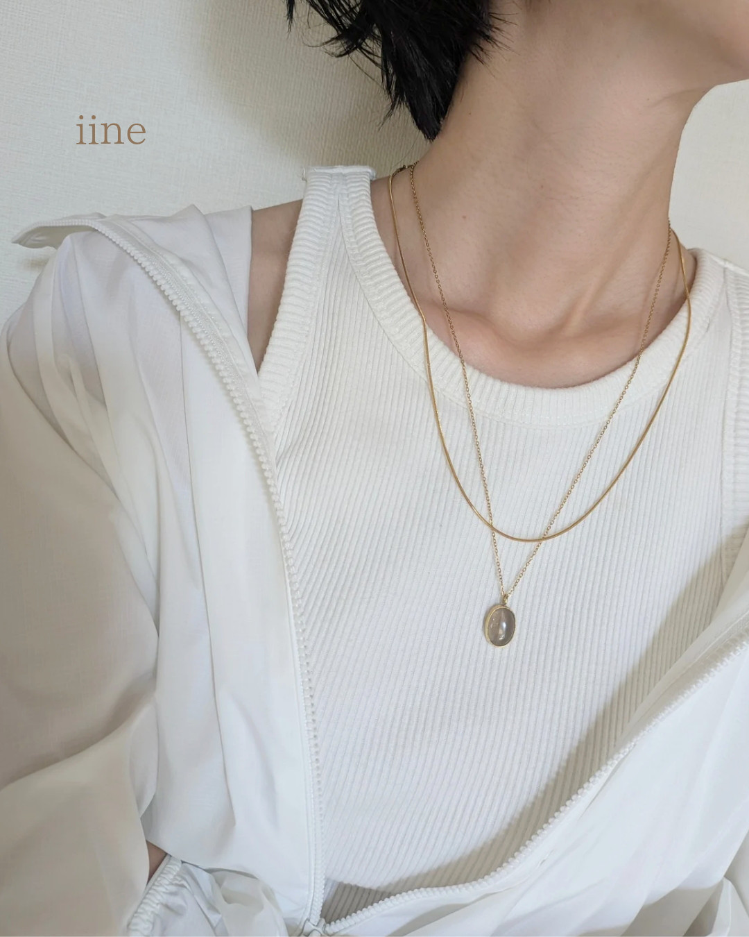 【2点セット】シックで上品な*スモーキークォーツネックレス＆スネークチェーンネックレスセット