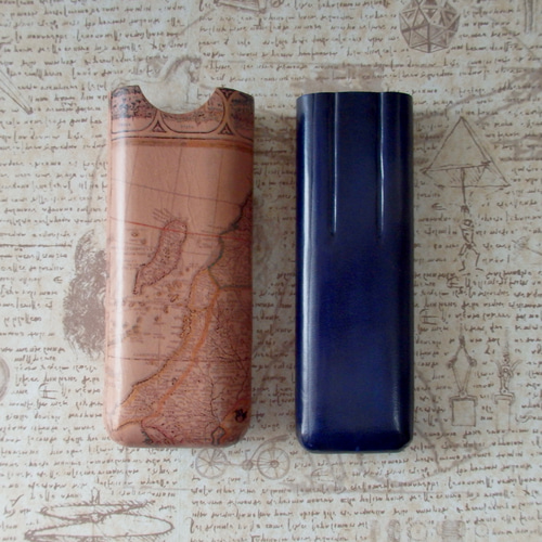 ポルタペンネ(ペンケース)/Antique Map/Natural ×Blue ペン