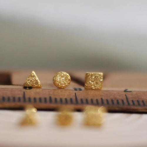 24K（片耳）K24純金三角・丸・四角ピアス24金ピアス24K純金スタッド