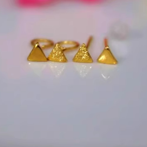 24K（片耳）K24純金三角・丸・四角ピアス24金ピアス24K純金スタッド