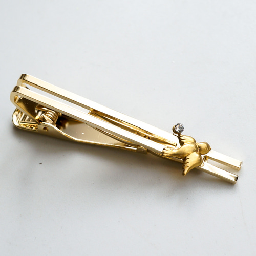 ことり スワロフスキー USA製真鍮 ネクタイピン タイピン・カフス