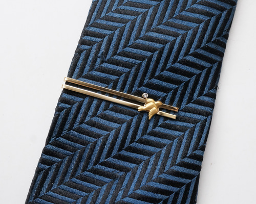 ことり スワロフスキー USA製真鍮 ネクタイピン タイピン・カフス