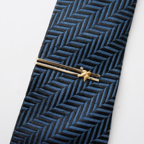 ことり スワロフスキー USA製真鍮 ネクタイピン さりげない上質感