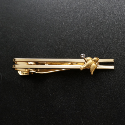 ことり スワロフスキー USA製真鍮 ネクタイピン タイピン・カフス