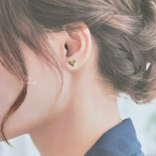 平べったいハートPearl＊イヤリング イヤリング