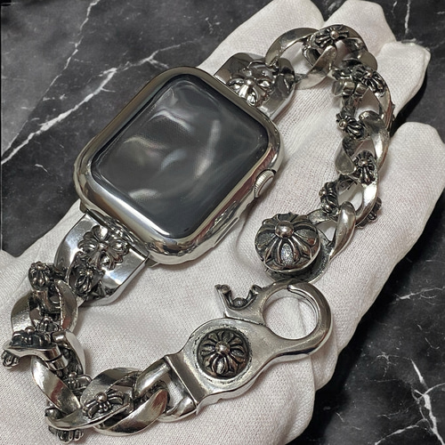 アップルウォッチ カスタム バンド ベルト シルバーsilver クロス