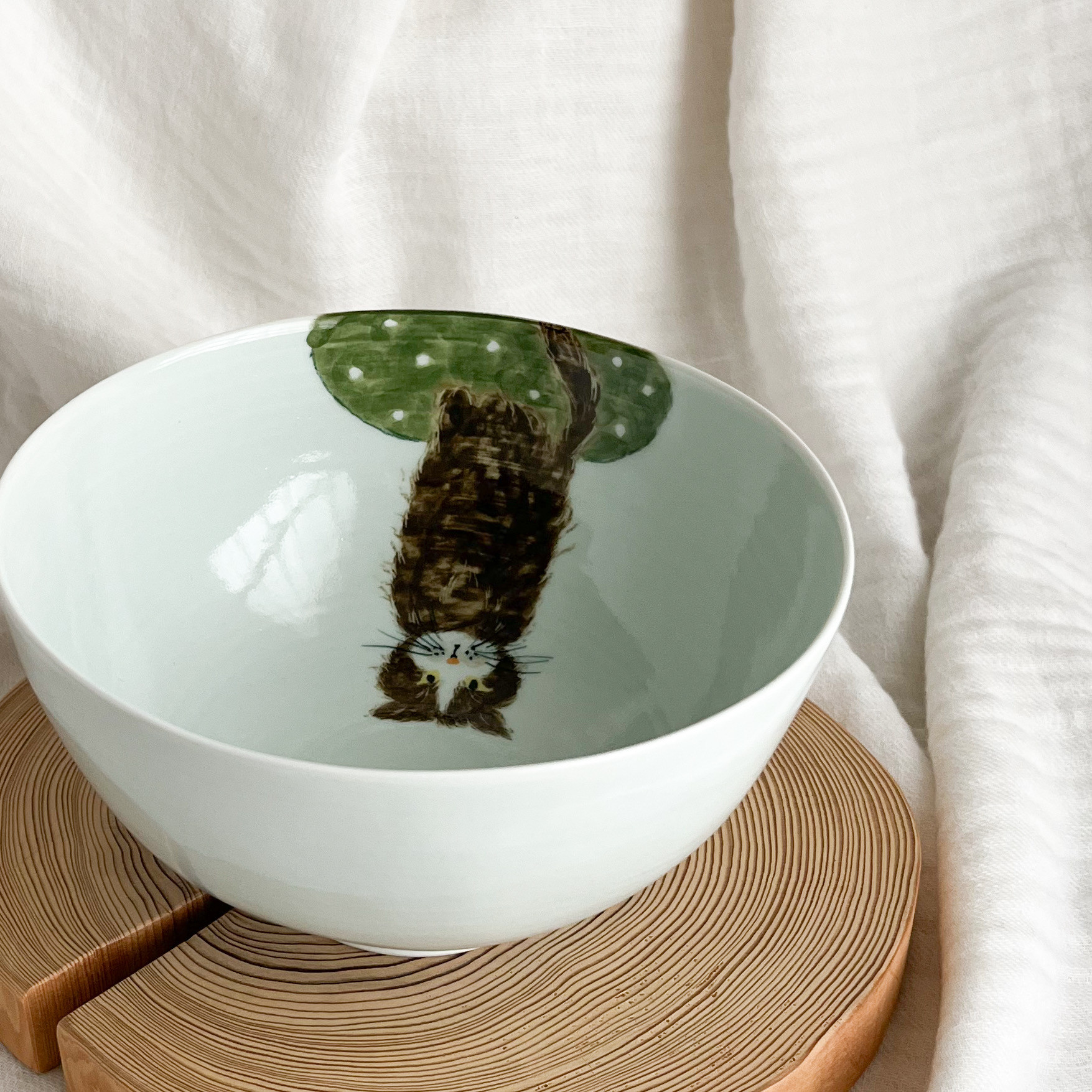 チコロット❤️すべて手描き❤️染付け❤️どんぶり❤️一点もの❤️丼鉢❤️一品盛り❤️ネコ