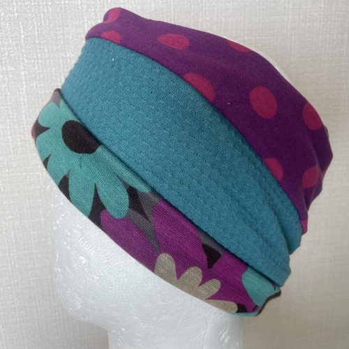 パープルモンスターターバン兼用&パープルハンドメイドネック  