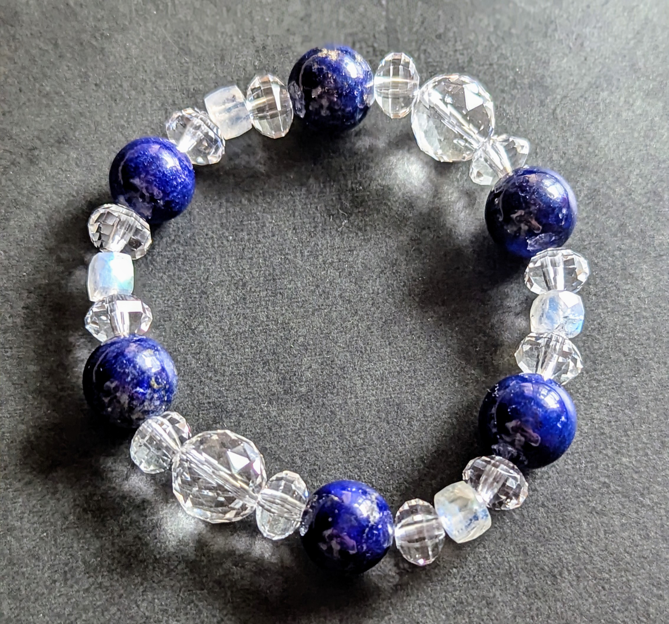 ✨深い内省と気づきのクリスタル✨ラピスラズリ&ホワイトラブラドライト&クリアクォーツのブレスレット✨