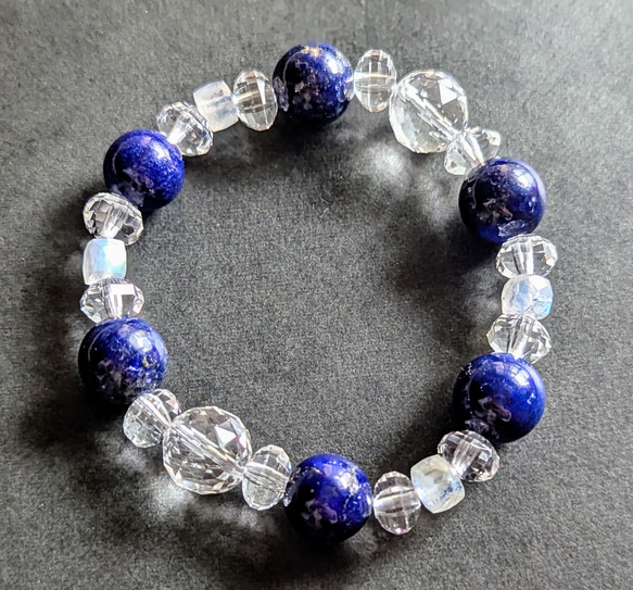 水晶/レムリアン水晶/ホワイトラブラドライト デザインブレスレット