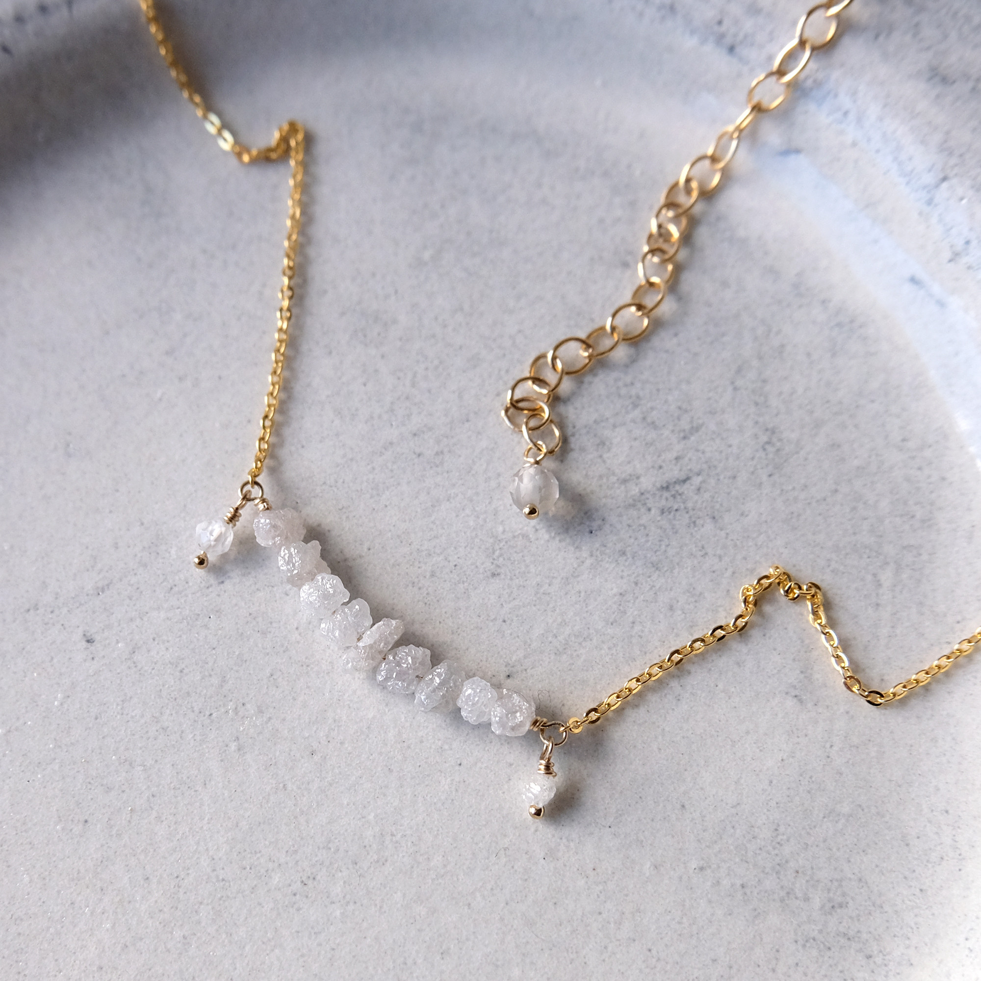 14Kgf 天然石アクセサリー 原石ダイヤのネックレスA・14kgf・天然石・4月の誕生石 ネックレス