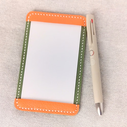 最強のメモパッド 手縫いの本革製 ペンホルダー付き情報カードサイズ