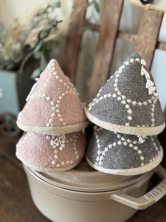 受注制作☆ ミナペルホネン タンバリン 生地使用 三角鍋つかみ 鍋