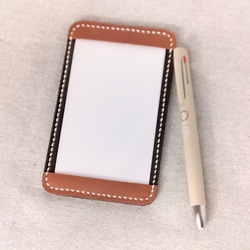 最強のメモパッド 手縫いの本革製 ペンホルダー付き情報カードサイズ