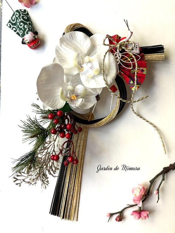 2026年お正月飾り✴︎水引お飾り 華やか胡蝶蘭 黒×ゴールド