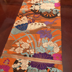豪華刺繍 正絹テーブルランナーテーブルセンター 帯リメイク 鶴
