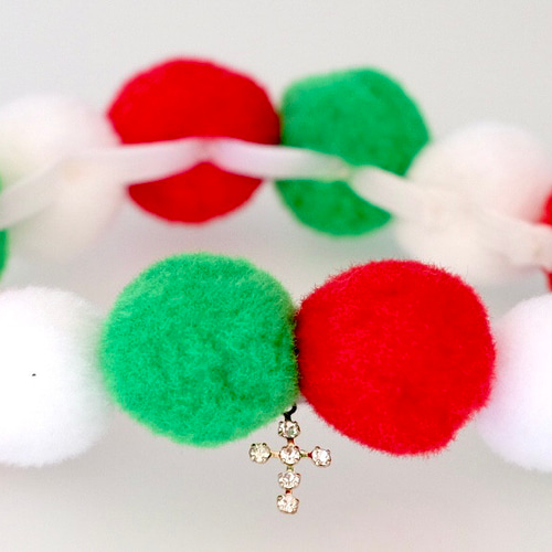 クリスマスカラー大きいボンボンシュシュ リード・首輪 マイ太郎 通販