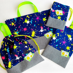 リクエスト品　ハンドメイド　入園入学準備　4点セット　デザインスケッチ　ネイビー リクエスト品 ハンドメイド 入園入学準備 4点セット デザイン