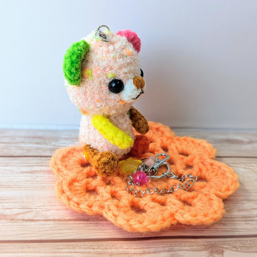 カラーネップなカラフルくまたんバッグチャーム☆あみぐるみ☆編み