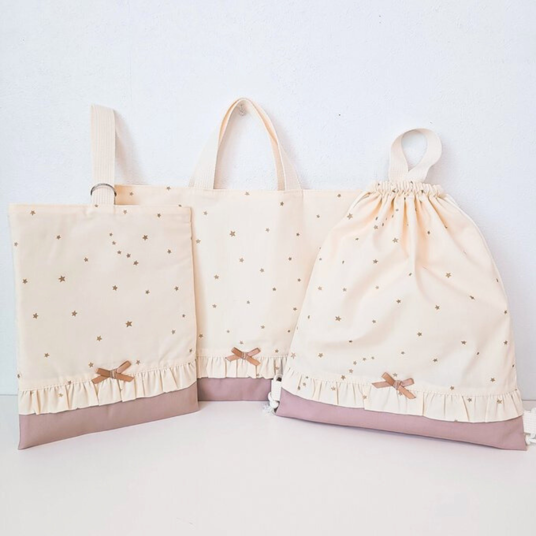 送料無料♡入学・入園3点セット♡星柄スターダスト♡レッスンバッグ・上履き入れ・ナップサック