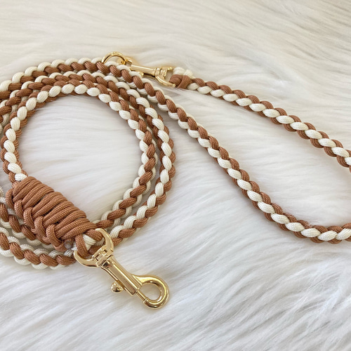 カフェリード パラコード クリーム x ブラウン パラコードリード 犬用