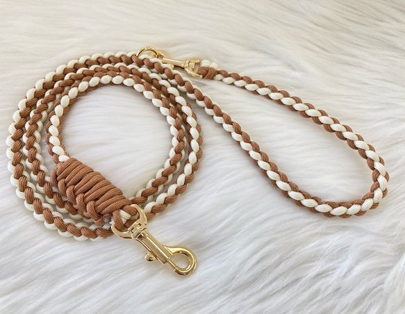 カフェリード パラコード クリーム x ブラウン パラコードリード 犬用