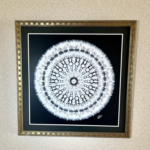 手描き曼荼羅アート“四季の息吹〜冬ー“ 原画・ラインストーン付き 絵画