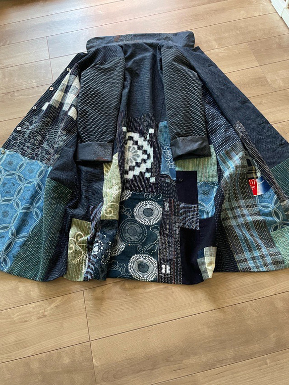 刺し子sashikoフード付き マウンテンパーカー襤褸ハンドメイド古布 刺し子sashikoフード付き マウンテンパーカー襤褸ハンドメイド