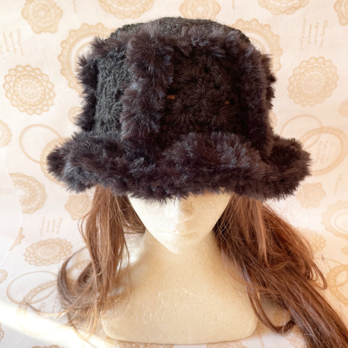 小顔効果☆ラクーンファークロケットハット毛皮帽子 付け耳暖か