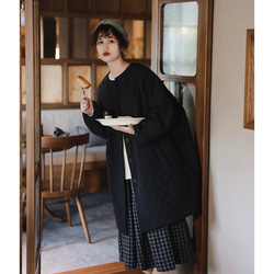 着物リメイク 白大島 リバーシブル ロング コート マキシ 古布 羽織