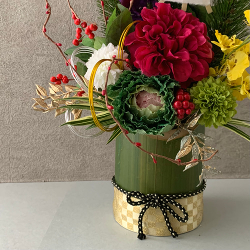 お正月フラワーアレンジ♡フラワーアレンジメント♡造花アレンジ お正月アレンジ お正月飾り 造花 置き物 床の間 玄関 フラワー