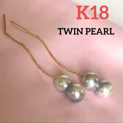 K18. 10mm.以上 越物 あこや本真珠 バロックパール ピアス 18金