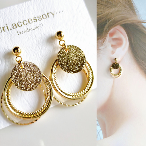 パール ゴールド ロング ピアス イヤリング ハンドメイド 卒業式